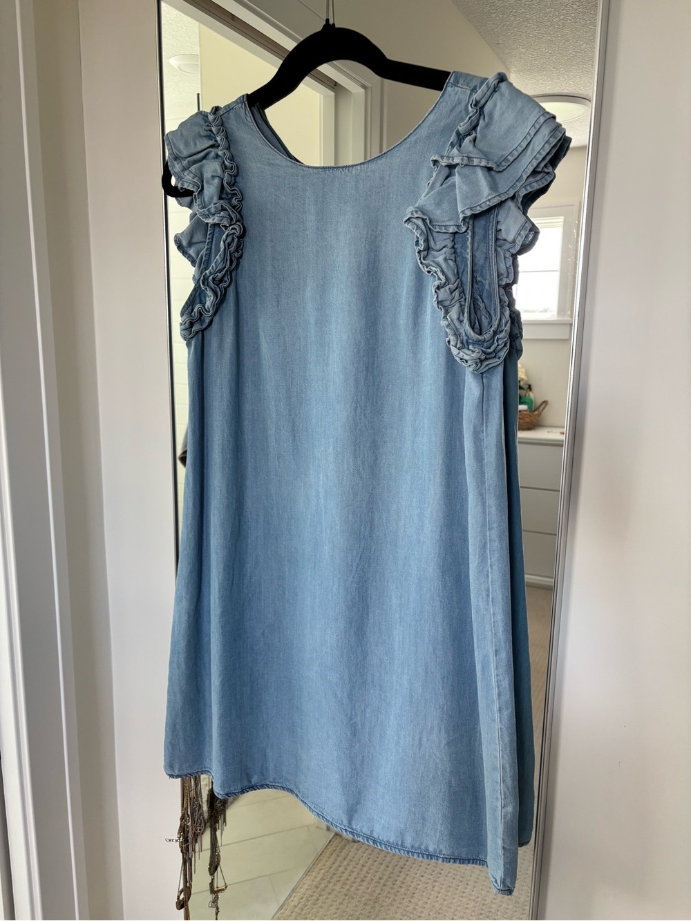 Light Blue Ruffle Sleeve Women’s Dress - Picture 1 of 3